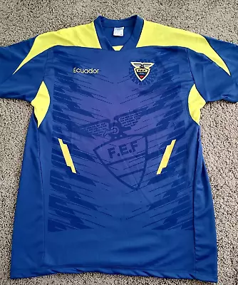 Ecuador Jersey Men's Large 2014 FEF World Cup Shirt  Sewn Logo Short Sleeve • $28