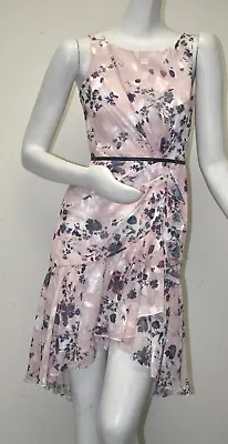 $890 New Marchesa Notte Knee High Low Floral Dress Pink Blue Ruffle 0 • $225