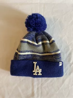 Los Angeles Dodgers Beanie Adult One Size Blue Striped Pom MLB Baseball Mens • $11.99