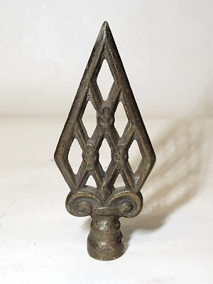 $24 • Buy Antique Vtg Art Deco LAMP FINIAL Cast Iron Arrow Point Scroll Topper C1920s