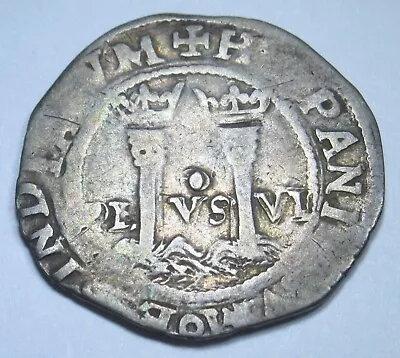 1500's Carlos & Joanna Mexico Silver 1 Reales Antique Colonial Pirate Cob Coin • $249.95