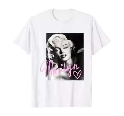 Marilyn Monroe Black And White Pink Handwriting T-shirt • $9.99