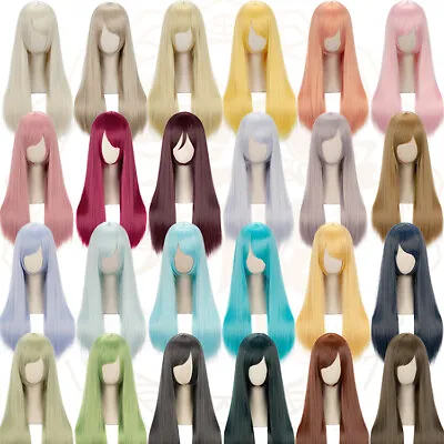 60cm / 24  New Fashion Party Long Straight Cosplay Wig Hair 48colors • $20.88