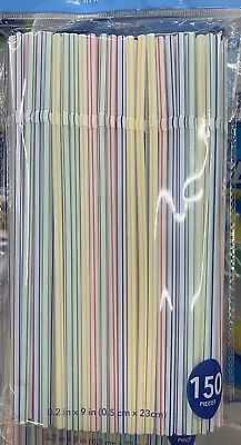  Flexible Disposable Plastic Drinking Straws - 7.75  High - Assorted 150 Pieces • $11.99