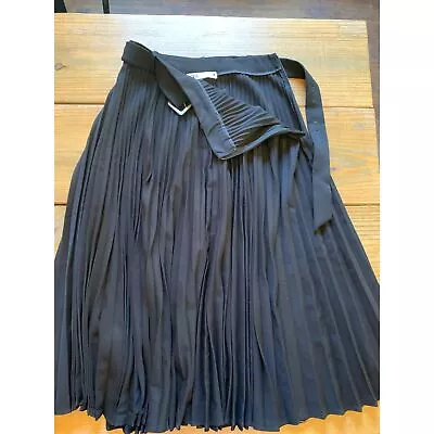 ZARA Black Pleated Midi Skirt Size Medium  • $34