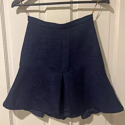 Manning Cartell Skirt 6 - Navy Textured Peplum Skirt - Size 6 • $10