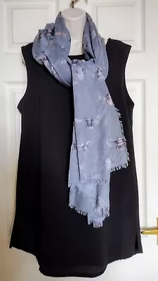 Boho Lagenlook Relaxed Fit Longline Tunic Top & Bee Print Scarf Sz 16 • £10