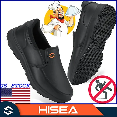 HISEA Men Work Shoes Non Slip Waterproof Food Service Safety Shoes Slip-On Shoes • $39.99