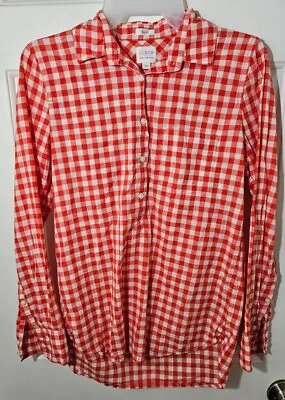 J Crew Womens Size XXS Classic Boy Fit Shirt Red & White Signature Tartan Plaid  • $15