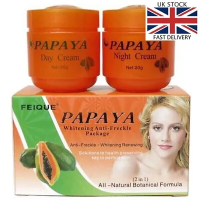 2Pcs Papáya Anti Freckle Spots Face Skin Whitening Cream Brightening  Day &Night • £9.65