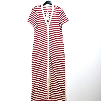 Mango - NEW - Striped Jersey Dress - Red - UK 12 • $35.36