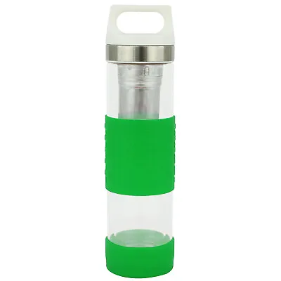 £9.99 • Buy Fruit Tea Infusion Glass Water Bottle Double Wall Hot Cold Gym Workout Outdoor