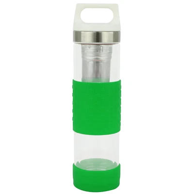 £9.99 • Buy Fruit Tea Infusion Glass Water Bottle Double Wall Hot Cold Gym Workout Outdoor