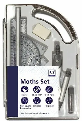 £4.49 • Buy 9 Piece Maths Geometry Set Back To School Exam Stationery Compass Protractor CMA