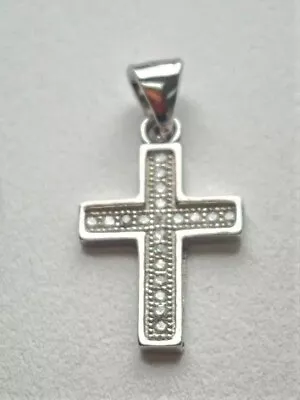 925 Sterling Silver Cross Pendant With Cubic Zirconia • $12.99