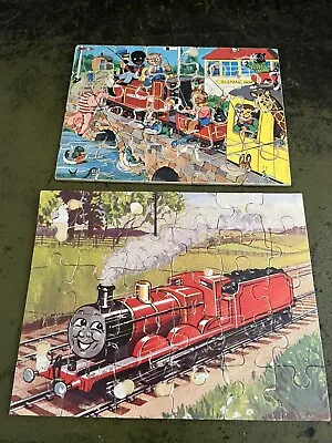 2 Old Wooden Jigsaw Puzzles - James The Red Engine + 1 Other In Old Box Lid • £6.99