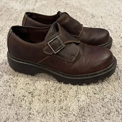 Y2K Skechers VTG Chunky Platform Shoes Womens 11/9.5Men Buckle Leather Lug Brown • $42.89