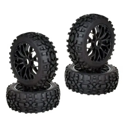 4pcs 1/8 Scale Rubber Tyres Wheels 17mm Hex For HPI HSP TRAXXAS Buggy Model Car • £25.96