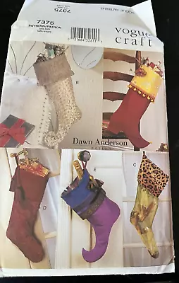 2001 Vogue Craft Pattern 7375/736 Christmas Stockings Package Uncut • $1.88