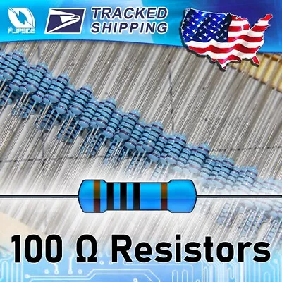 1/4W 100 Ohm Metal Film Resistor (1000x) 0.25 Watt ±1% 100R MFR Resistor • $22