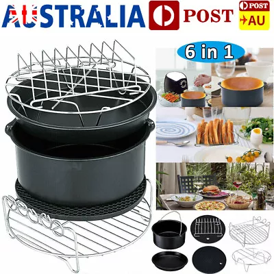 Air Fryer Accessories 6 In 1 Skewer Rack Basket Mesh Tray Baking Replacement New • $22.98