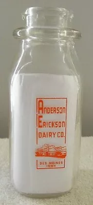 Vintage Anderson Erickson Dairy CowsDes MoinesIowa IA Half Pint AE MILK BOTTLE • $19.99