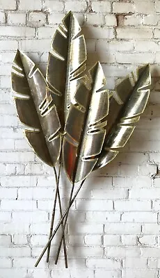 LARGE Rare Curtis Jere Banana Leaf Metal Art Wall Sculpture Leaves  57  X 29  • $195