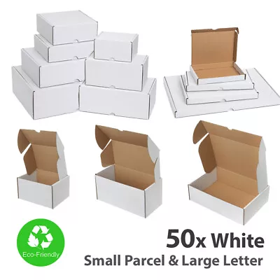 50x Cardboard Boxes White Die Cut Folding Small Parcel Large Letter Postal • £4.99