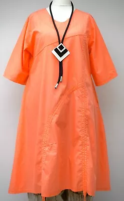 PLUS SIZE LA BASS ORANGE WOVEN COTTON 2 POCKETS A-LINE DRESS Size 22-24 • $98.22