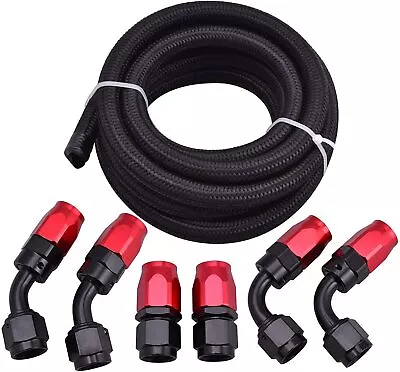 Braided 3/8 Fuel Line 6AN Oil/Gas/Fuel Hose End Fitting Hose Separator Clamp Kit • $40.99