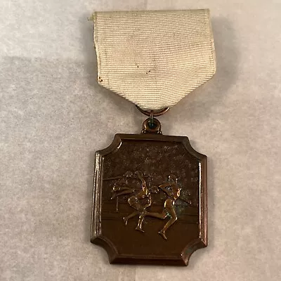 Vintage Square Metal Sports Medal Pendant Fob Track & Field Jumper Runner Discus • $9.99
