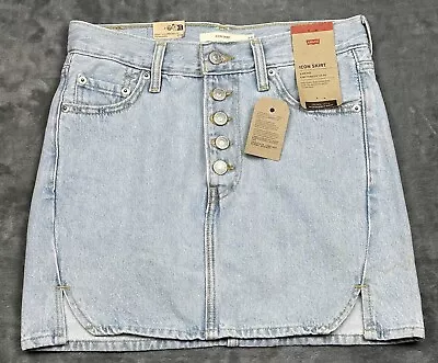 Levis Icon Skirt Womens 25 Light Blue Denim Button Fly Side Slits NWT *Read • $22.93