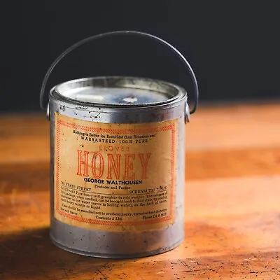 Vintage CLOVER HONEY 5 Lb Tin Can Bucket George Walthousen Schnectady NY • $39