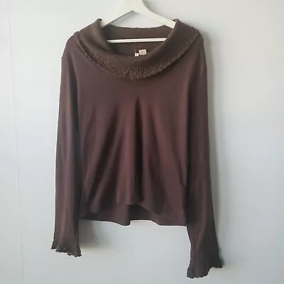 Moth Anthropologie Cowl Neck Brown Top XL • $14.99