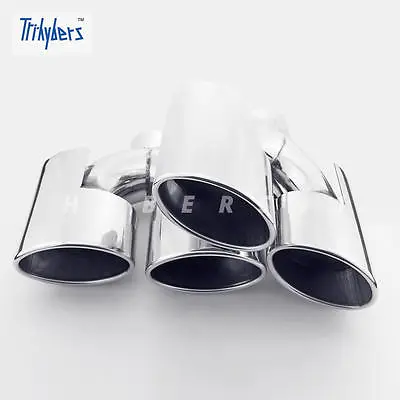 2.25  Inlet Dual Oval Outlet BENZ AMG Look Stainless Steel Quad Out Exhaust Tips • $197.97