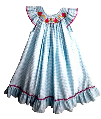 Vive La Fete Easter Boutique 5yBishop Dresssmocked Watermelon Embroidery • $12.95