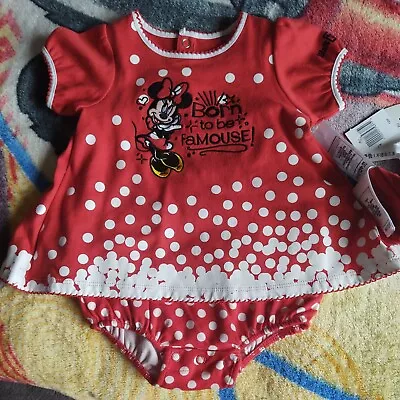 DISNEY PARKS MINNIE MOUSE POLKA DOT DRESS One Piece TODDLER 12 MONTHS NEW • $20