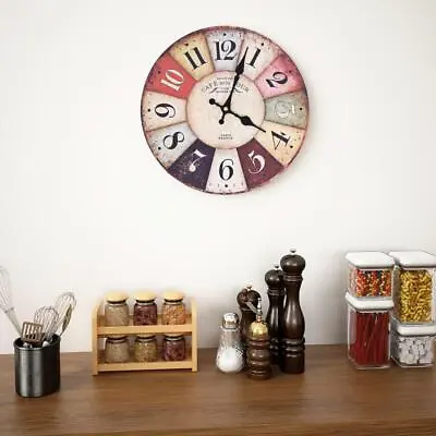 Vintage Retro French Style Colourful Wall Clock Living Room Kitchen - 30 Cm • £16.95