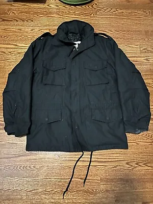 Rothco Field Jacket Mens X-Small Black Field M-65 Coat Hooded Military Outdoors • $39.99