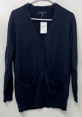 J. Crew Womens S V-Neck Boyfriend Cardigan Sweater Black Cotton Button Up M3975 • $19.95