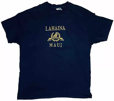 *VTG* Hans 1990s Lahaina Maui Hawaii Blue Gold Stitch Shirt; Made In USA; XL • $15.30