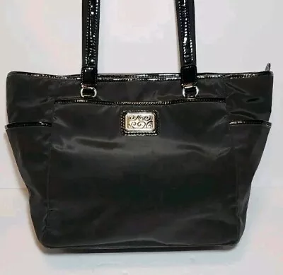 Brighton Herritage Stevie Everywhere Black Nylon Leather Tote Shoulder Bag $280 • $99