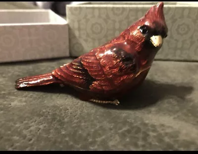 Red Cardinal Bird Enamel Hinged Lid Trinket Box -Metropolitan Museum Of Art-2012 • $40