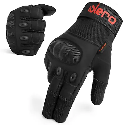 Mens Carbon Knuckle Winter Or Summer Motorbike / Motorcycle Leather Gloves • £9.99