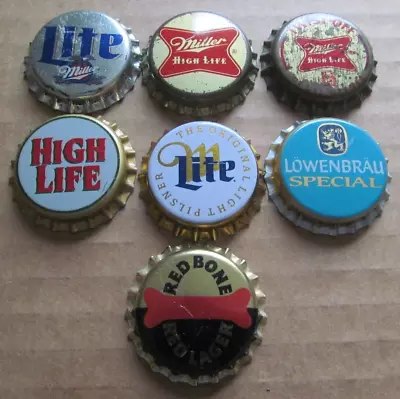 7 Unused Uncrimped Miller Brewing Co Beer Bottle Caps • $6.99