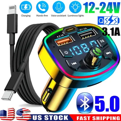 FM Transmitter Bluetooth Car Charger Adapter For IPhone 14 13 13 12Pro Max XS SE • $11.99