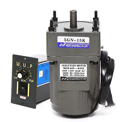 110V 40W AC Gear Motor Electric+Variable Speed Reduction Controller 90 RPM 1:15 • $58