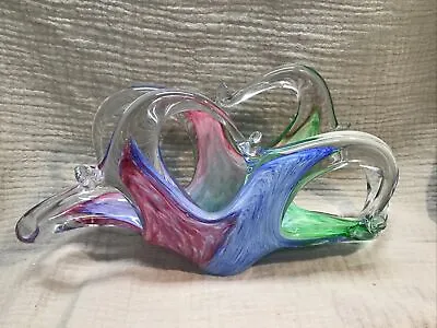 Vintage Murano? Glassware Colorful Hand Blown Art Glass Napkin Holder • $22.50