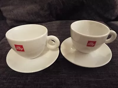 £17.99 • Buy 2x Illy CAPPUCCINO COFFEE CUPS AND SAUCERS Excellent Condition