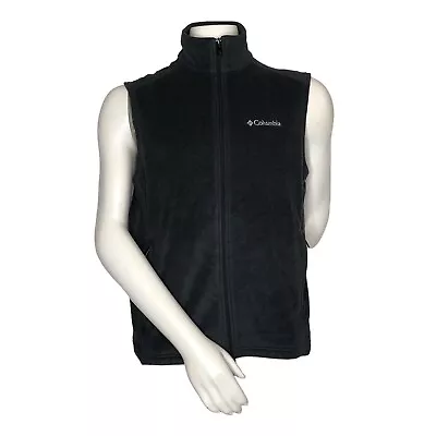 Columbia Vest Mens Medium Black 100% Polyester Fleece Full Zip Sleeveless Walk • $15.77